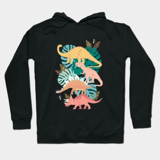 Jungle Dinosaurs on Gold Hoodie